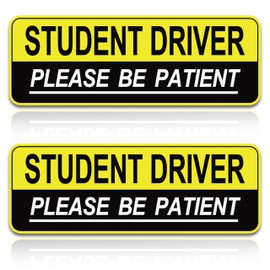 2pcs Student Driver Magnet for Car,Safety Warning Be Patient New Driver Sticker-Colorful,Eflective,Weather Resistant Bumper Sticker Magnetic Reflective Rookie Drive (Yellow)