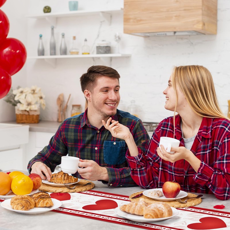 Valentine's Day Heart Table Runner 72 x 13 Inch Decorations,