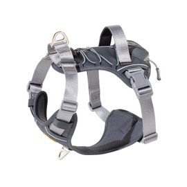 DF No Pull Martingale Dog Harness, Easy Walking & Comfortable Control, Reflective & Adjustable Fit, No Twist Front Clip Harness with Handle and Zippered Pockets, Gray, 3/4", Chest 17"-22"