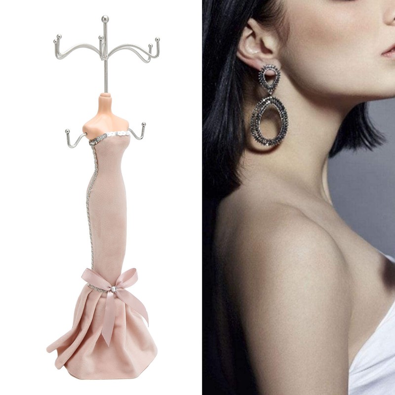 Mannequin Ring Hanging Tower Long Bodycon Dress Strapless Mannequin Earring