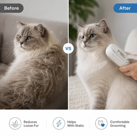 4-in-1 Pet Mist Grooming Brush – Rechargeable Spray Comb for Cats & Dogs with Hair Removal, Massage & Coat Care