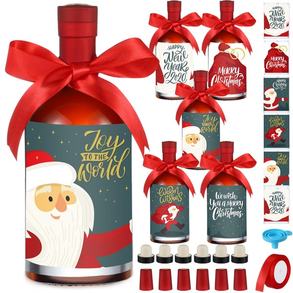 Funnymoom 20 Pcs 25 oz Christmas Glass Wine Bottles Set