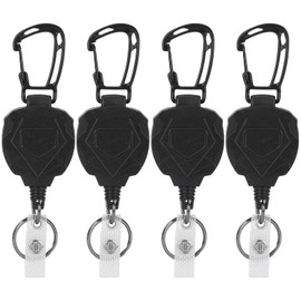 BTYMS 4-Pack Heavy Duty Retractable Keychain - Carabiner Keychain kit with 31.5" Steel Cord & 8oz Pull, Zinc Alloy Carabiner, Multi-Function Badge Holder for Keys, Cards, Security Access