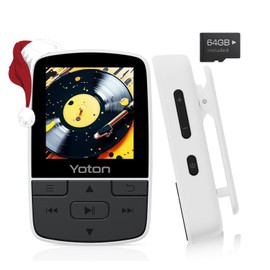 YOTON MP3 Player with Bluetooth 5.2, 64GB Storage, Mini HiFi Music Player with Sports Clip, Independent Volume Control, FM Radio, Includes Headphones, White