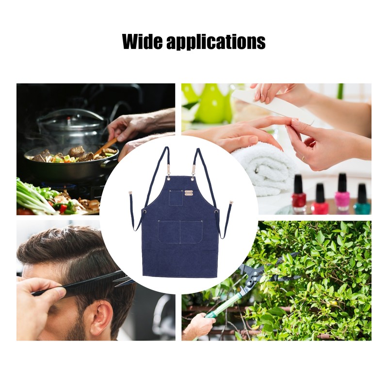 Cotton Canvas Apron Adjustable Cross Back Apron Kitchen Cooking Apron