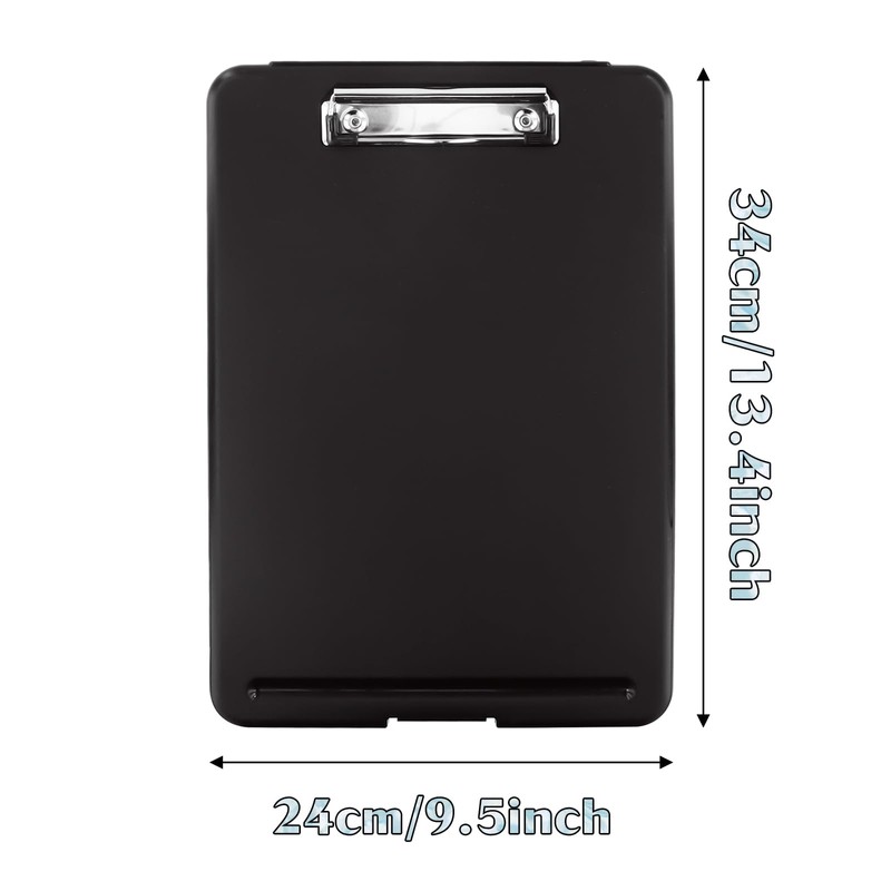 Black A4 Plastic Clipboards with Compartment Portable Clipboard Plastic Storage