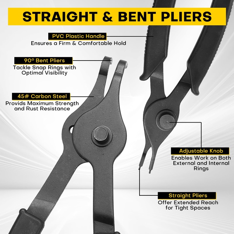 Acymner 11PCS Snap Ring Plier Set | Internal & External