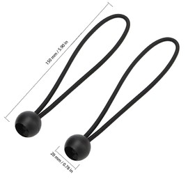 ZEONHAK 50PCS 15cm Bungee Cord with Balls, 6 Inch Black Tarpaulin Bungee Balls, Bungee Strap Ties Ball for Camping Tarp, Household Items, Flag Poles