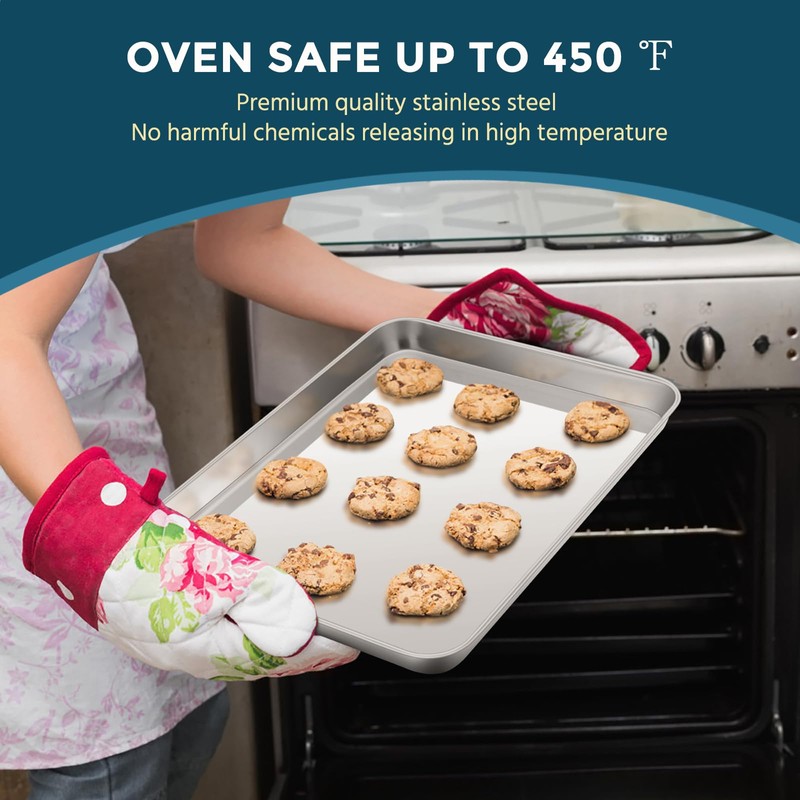 E-far Stainless Steel Baking Sheet Set of 3, 12.4”/10.5” /9.4”