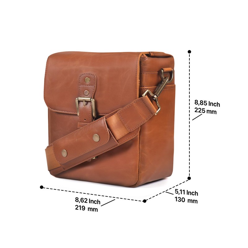 MegaGear Leather Camera Messenger Bag for Mirrorless, Instant & DSLR