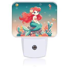 Uiaoiais Beautiful Mermaid Girl Night Light for Kids, Mermaid Girl LED Night Light Plug into Wall with Dusk to Dawn Sensor for Girls Boys Women Men Bedroom, Hallway, Kitchen, Bathroom, Stairs Decor