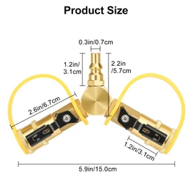 EEEKit 1/4" RV Propane Quick Connect Splitter, Solid Brass Natural Gas Y Splitter Adapter, Propane Tank Splitter, 1/4" Propane Fittings Quick Connect Disconnect Kit for BBQ Camping