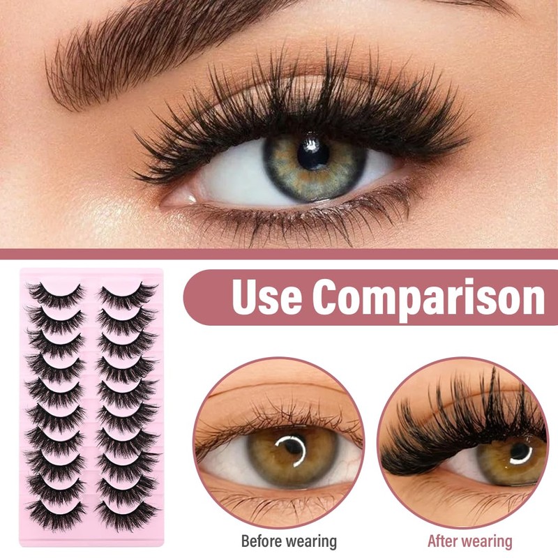 FENQURO 10 Pairs wimpern, lashes, künstliche wimpern, Wimpern Russian Strip