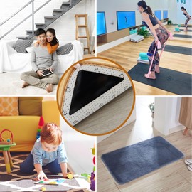 Pixel Motus Rug Tape - Non Slip Rug Pads for Hardwood Floors and Tiles, Reusable Carpet Tape for Area Rugs, Rug Tape Hardwood Floor No Damage, Washable Area Rug Pad Tape 16 PCS