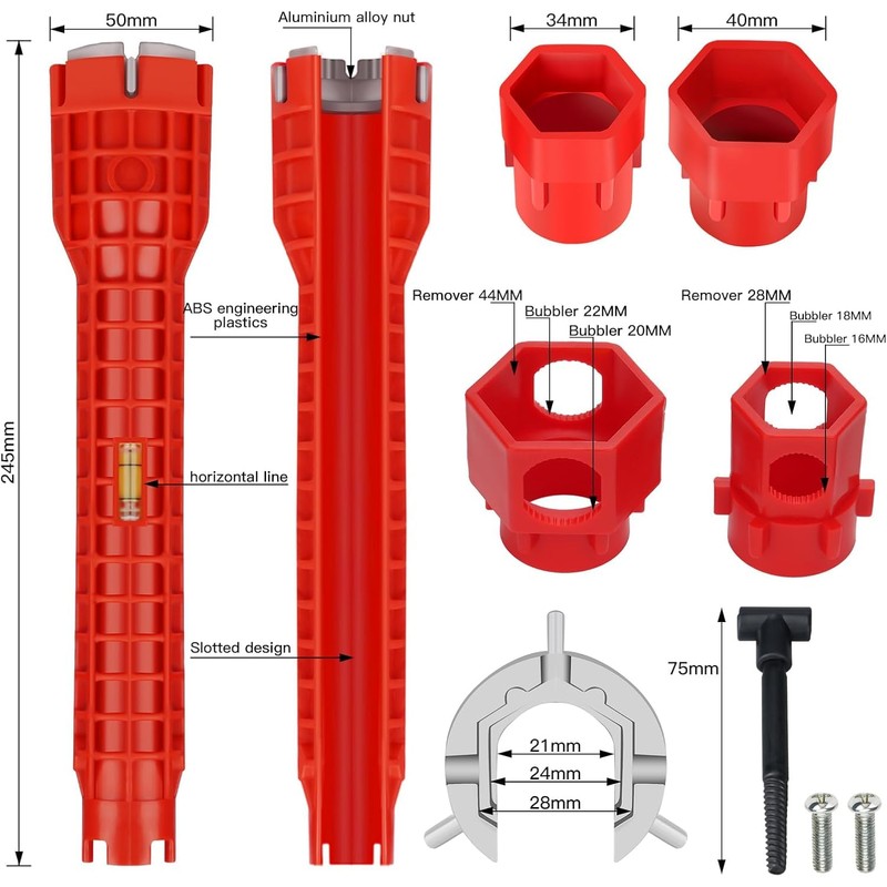 Velthorix Multifunctional Sink Tool 14-in-1, Faucet & Sink Installer Wrench
