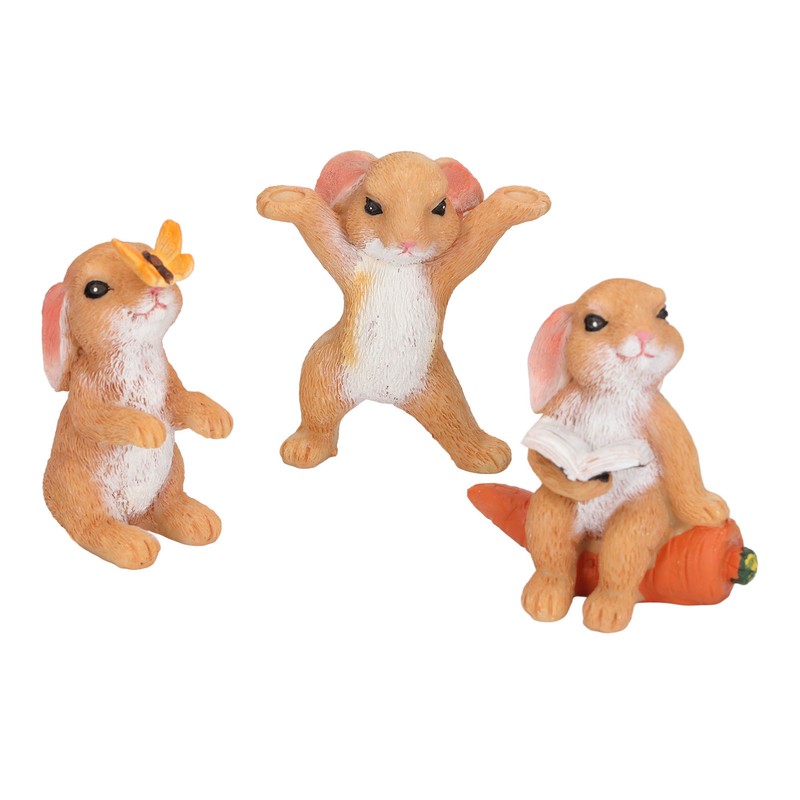 5pcs Bunny Figurines Cute Style Resin Material Decorative DIY Micro