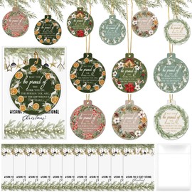 Heigble 12 Set Christmas Thank You Ornaments Bulk Scent Sachets Coworker Gifts Employee Appreciation Gifts Inspirational Christmas Hanging Ornaments with Card Bag for Xmas Tree Staff Team (Classic)