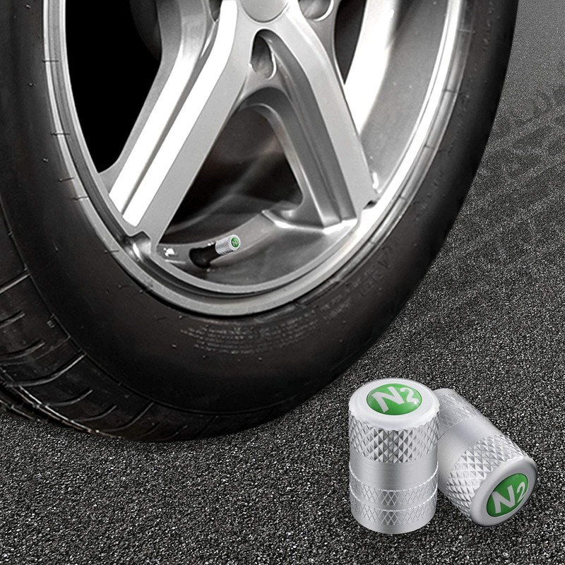 CKAuto 4 Pcs Aluminum Tire Valve Stem Caps with N2