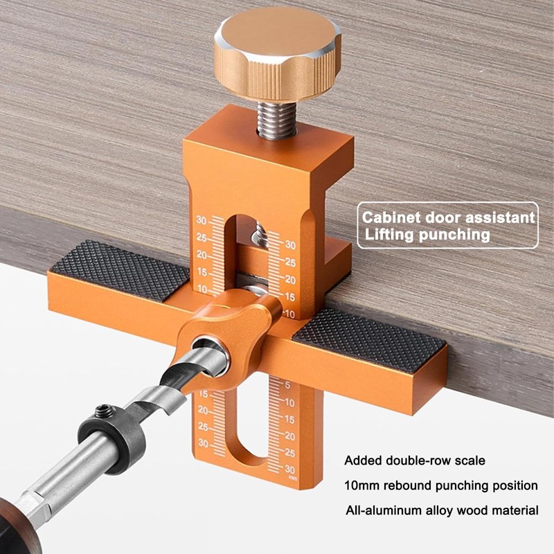 Cabinet Door Installation Jig, 2-in-1 Mounting Tool with Adjustable Positioner,