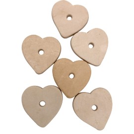 Mandarin Bird Toys by M&M 5044 Pk6 Small Punched Leather Hearts - Natural USA Sourced Vegetable Tanned Chewable Leather Heart, Thick Sliced Pieces, Great Fun for Chewing Beaks and Grabbing Feet