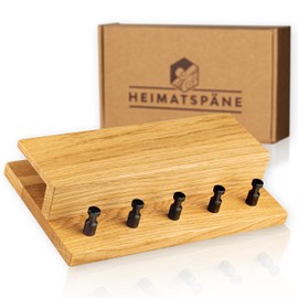 Heimatspäne Key Rack Wood with Shelf Solid Oak Wood High-Quality Black Stainless Steel Hooks Key Rack Modern Industrial Style Includes Mounting Accessories