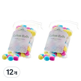 Texco Color Cotton Ball Cotton Pads, 100, 12 pcs / 텍스코 컬러 코튼볼 화장솜, 100개, 12개