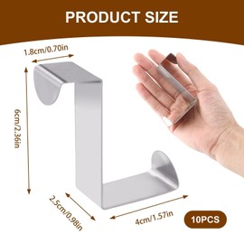 10pack Over Door Hanger 1.8 cm (0.7") and 4 cm (1.57") Dual Head Stainless Steel Z Shaped Reversible Door Hooks No Drilled Space Saving Silver Cupboard Hooks for Kitchen Wardrobe Bedroom Bathroom