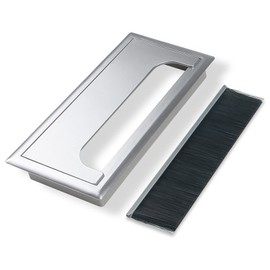 SHULLIN 2 pieces cable grommet, desk cable organisation, 80 x 160 mm, cable hole, cable box, desk cable guide with eyelet brush for office, computer, desk, wires, square