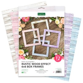 Katy Sue Rustic Wood Effect 6 x 6 Inch (150 x 150 mm) Box Frames - Contains 12 Ready & Easy to Assemble Box Frames (Aperture Size 4 x 4 Inch / 115 x 115 cm)