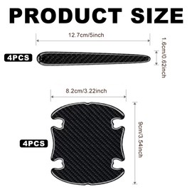 Alwodici 8pcs Car Door Handle Scratch Protectors Carbon Fiber Bumper Strip Car Doors Handle Resistant Sticker Black Cars Doors Handle Protective Film Universal Scratch Protection Cover For Most Cars