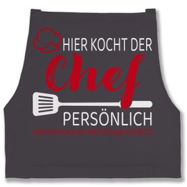 Shirtracer - Apron – Cooking Apron Men 1 – Here's the Chef Personally – Gift Men Funny Kitchen Chef Hobby Chef, 2 anthracite