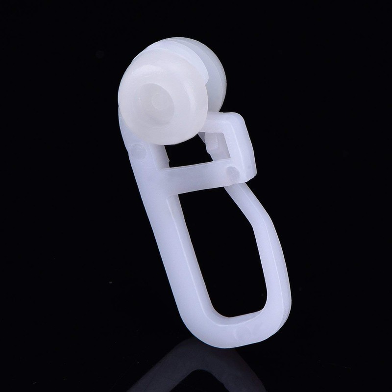 Rolling Curtain Clips White Plastic Curtain Hooks for Track Type