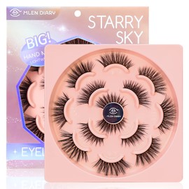 Mlen Diary False Eyelashes, 7 Pairs, Misto 7 Stili Faux Mink Eye Eyelashes, Natural Look, 4D Curl, Wispy Fake Eyelashes, Mixed 7 Styles for Women and Girls