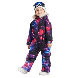 SNBOCON Kids Waterproof Colorful One Piece Coveralls Ski Suits Snowsuits Winter Jumpsuits Snowboarding (120cm,Star)