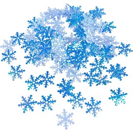 300 Pcs Blue Christmas Snowflake Ornaments Plastic Glitter Snow Flakes Ornaments for Winter Christmas Tree Decorations Craft Snowflakes