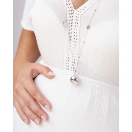 Dada Gioielli - Engelsrufer Pregnancy - Long Necklace for Women with Sparkling Heart and Sounding Pendant, Gift for Expecting Mothers, Stainless Steel Stainless steel Silver Plated Bronze, Cubic