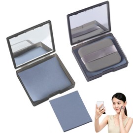 Papeles Faciales de Arroz para Piel Grasa, 500 Hojas de Papel Absorbente de Aceite Facial de Bambú Natural Carbono, con estuche y espejo, Papel absorbente de grasa facial de papel fibra (Gris-500PCS)
