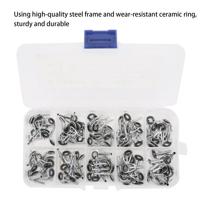 100Pcs Fishing Rod Guide Ring Set Ceramic Guide Eye Sets