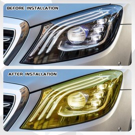 Car Window Tint Film, 120 x 30 cm, Headlight Film, Waterproof Car Headlight Film, Tint Film for Car, Rear Lights, Fog Lights, Headlight Film, Yellow
