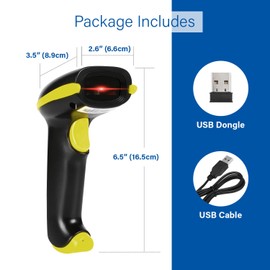 NSG 2D Wireless Barcode Scanner – High-Speed USB/2.4G, Auto & Manual Scan Modes, Long Battery Life, Shockproof, Reads 1D/2D Barcodes from Paper & Screens (Yellow)