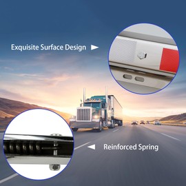 RILONH Angled Mud Flap Hanger Bracket for semi Trucks 2-1/2" Bolt Spacing 30.27"L Heavy-Duty Spring Loaded Hangers with Reflective Strip Sticker, 2PCS