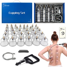 Cupping Therapy Set,32 Therapy Cups Cupping Set with Pump, Professional Chinese Acupoint Cupping Therapy Sets Hijama for Cupping Massage, Muscle&Joints
