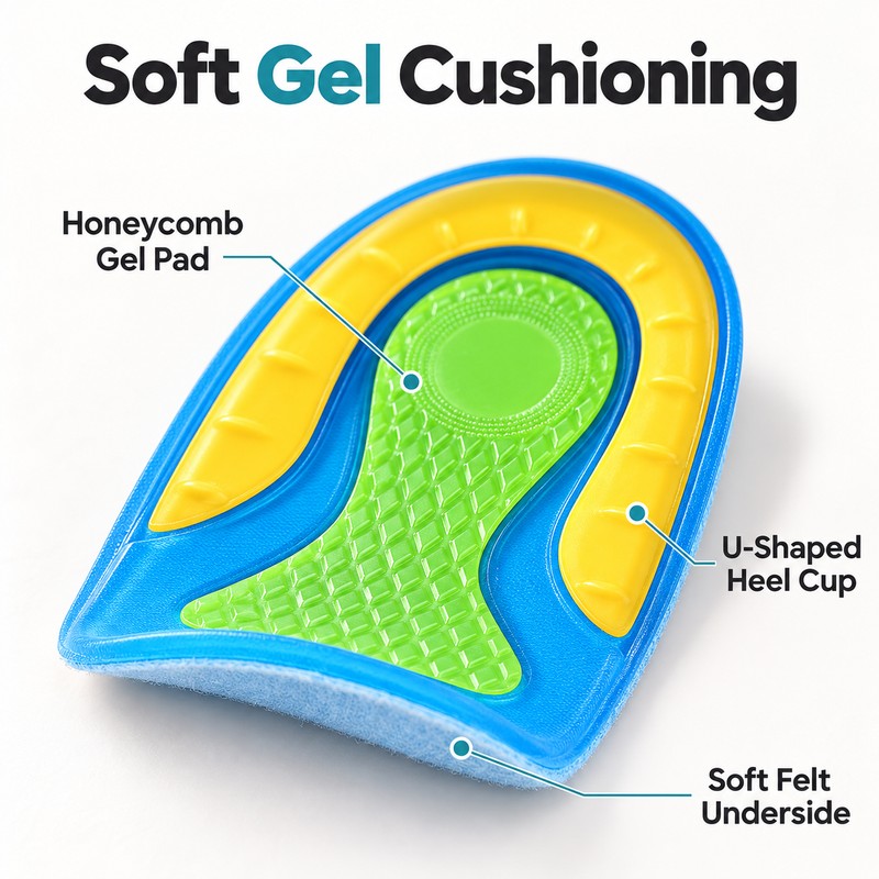 Gel Heel Cups for Shoes – Shock-Absorbing Silicone Heel Cushion