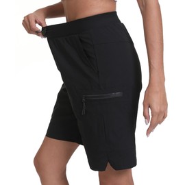 zsenoxaxi Women's Hiking Cargo Shorts Quick Dry Lightweight Shorts for Travel Athletic(Black,S)