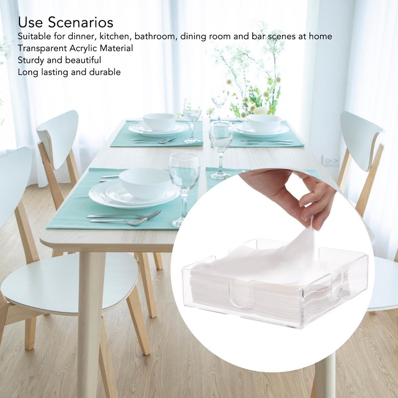 Acrylic Napkin Holder Square Transparent Table Tissue Dispenser Decorative Napkin