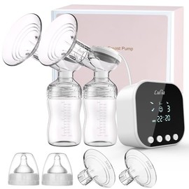 Lulia Double Electric Breast Pump, 4 Modes & 9 Levels Strong Suction Portable Breastfeeding Pump, Anti-Backflow, BPA Free with LCD Display, Easy Clean