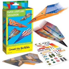 Creativity for Kids Paper Airplane Squadron - Create 20 Paper Airplanes, Mini Craft Kit for Boys, Easter Basket Stuffers and Gift for Boys, Kids Activities (Ages 6+)
