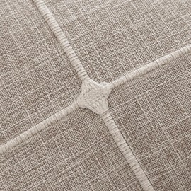 Foindtower Pack of 2 Decorative Faux Linen Jacquard Check Throw Pillow Covers Farmhouse Cushion Cover with Grid Textured Accent Pillowcase for Couch Sofa Bed Living Room Home Decor,18×18 Inch,Beige