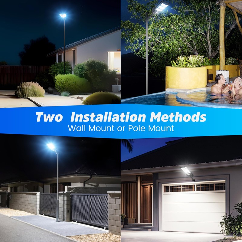 2 Pack Solar Street Lights Outdoor Waterproof - 6500K 20000LM