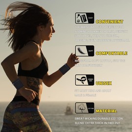 Wrist Bag Set of 2, Sweatband, Wristbands with Zip Pocket for Running, Jogging, Walking, Cycling, Yoga etc (Black)